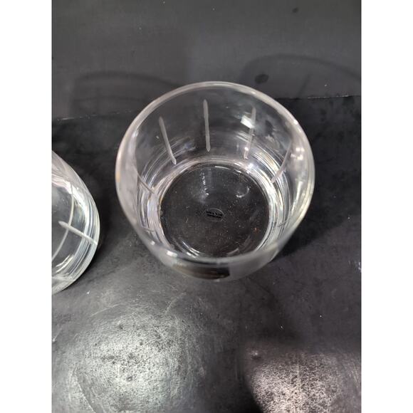 Fifth Avenue Crystal Old Fashioned Glasses, Set of 2, Clear Engrave Grid Tumbler - Picture 6 of 7